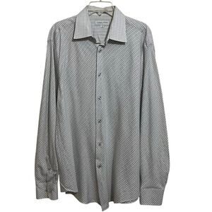 Linea Dome Chemise | White Windowpane Checker Long Sl Button Shirt 16.5 Large